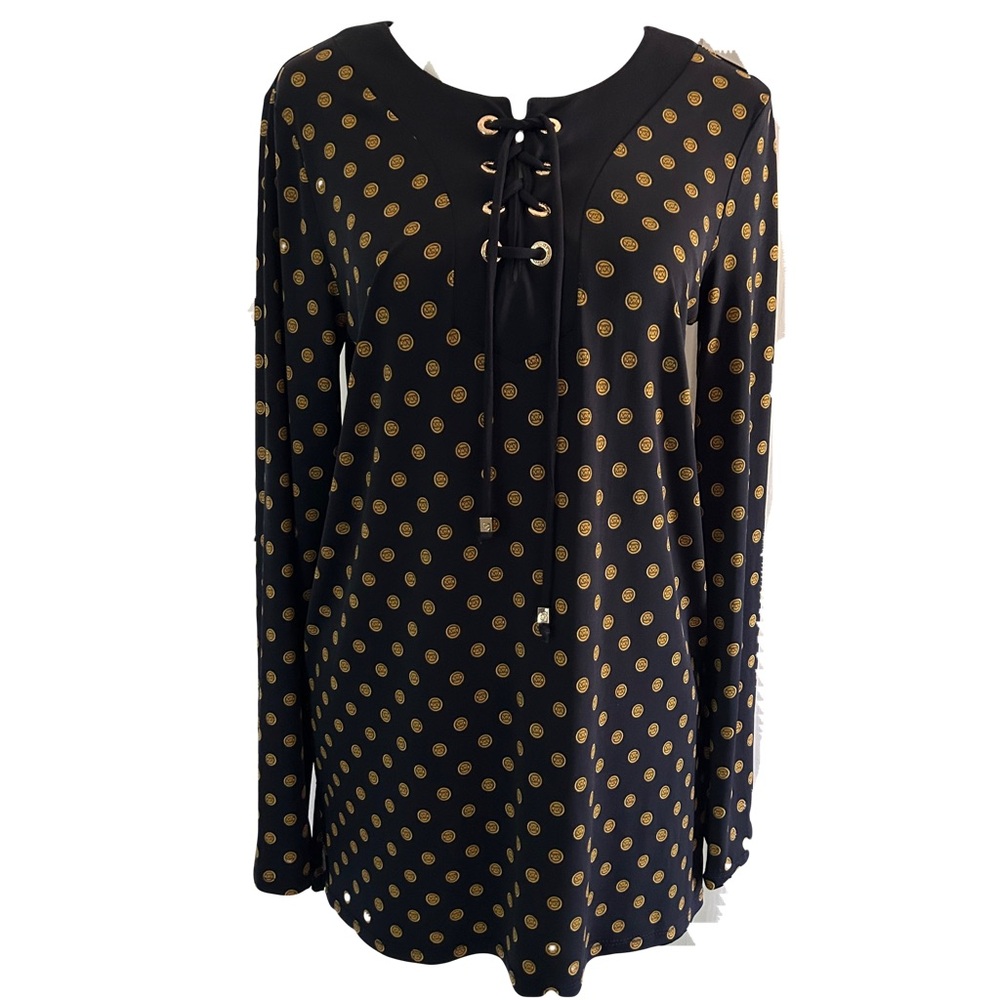 MICHAEL KORS WOMEN’S SIZE SMALL MK SYMBOL BLOUSE LONG SLEEVES
